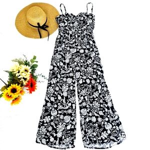 Floral Black and White Jumpsuit